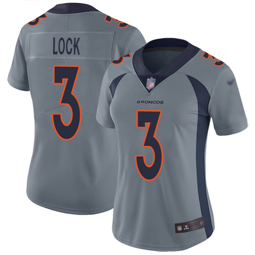Denver Broncos Limited Women Silver Drew Lock Jersey #3 Inverted Legend NFL Football Nike->women nfl jersey->Women Jersey